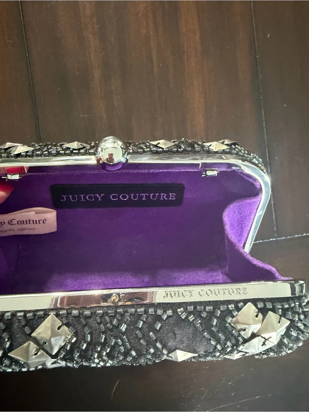 Juicy Couture Black and Silver Studded Evening Clutch